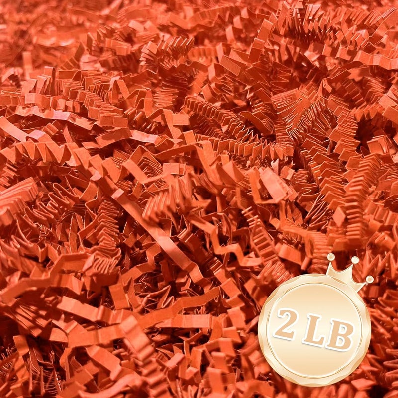 Zankubom 2 LB Orange Crinkle Cut Paper Shred Filler Great for Gift Wrapping, Orange Basket Fillers, Birthday, Gift Wrapping, Anniversary, Halloween Thanksgiving Christmas Party Decor Filling Supplies - Image 1